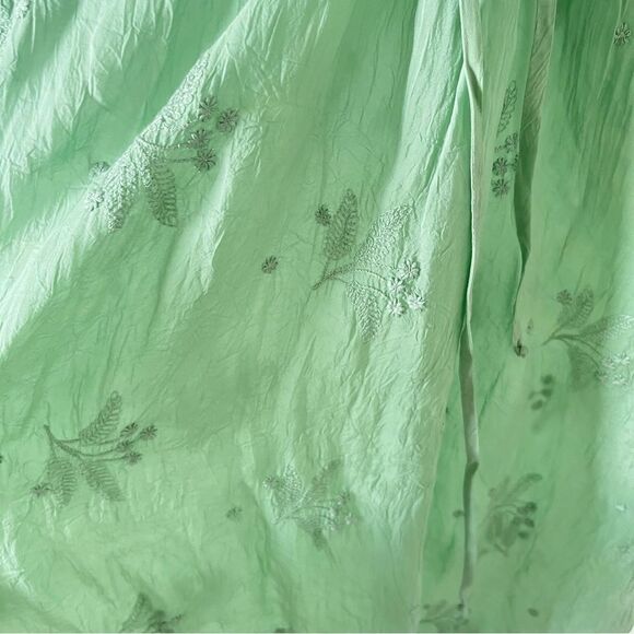 J.Jill Mint Green Floral Embroidery Short Sleeve Blouse - Picture 5 of 7